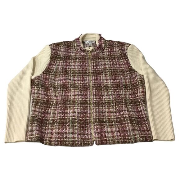 St John Sport By Marie Gray Tweed Knit Sweater Jacket Size XL - Picture 6 of 16